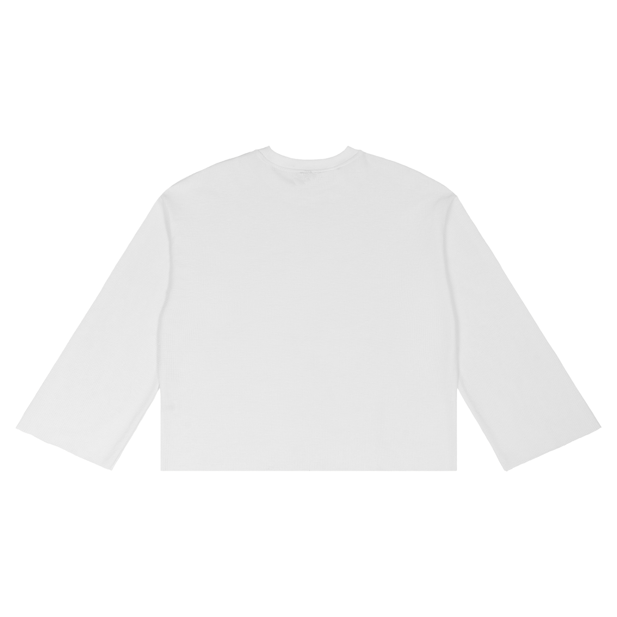 white “telling the truth” waffle raw-edge long sleeve