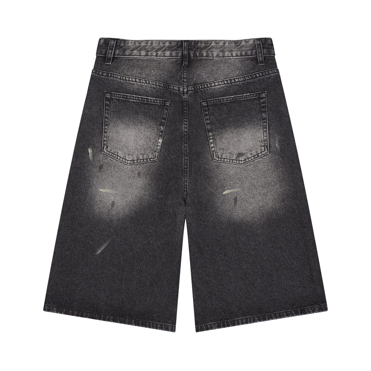 black “telling the truth” vintage wash jean shorts