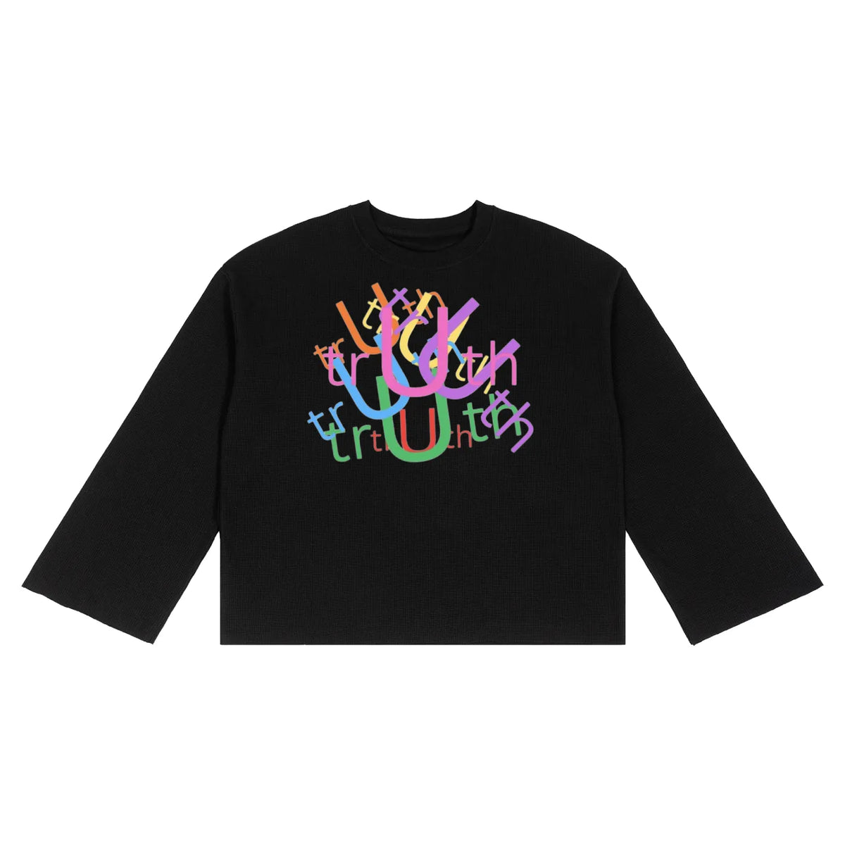 multicolor waffle raw-edge long sleeve
