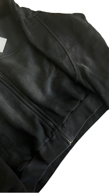 sun fade boxy detachable zip fur hoodie