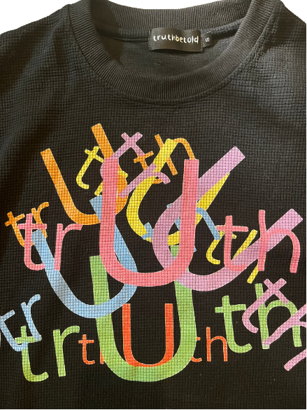 multicolor waffle raw-edge long sleeve