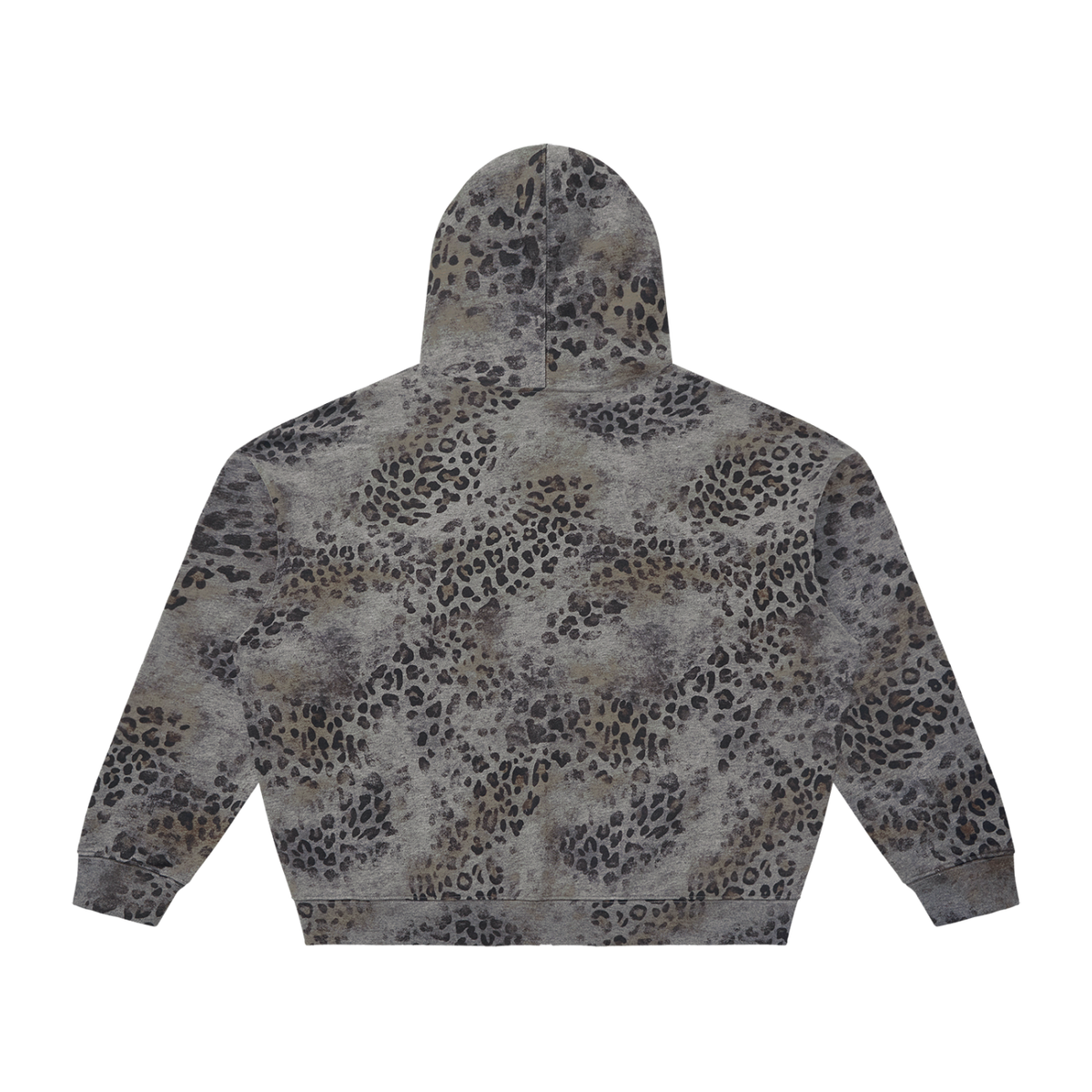 vintage wash leopard zip hoodie